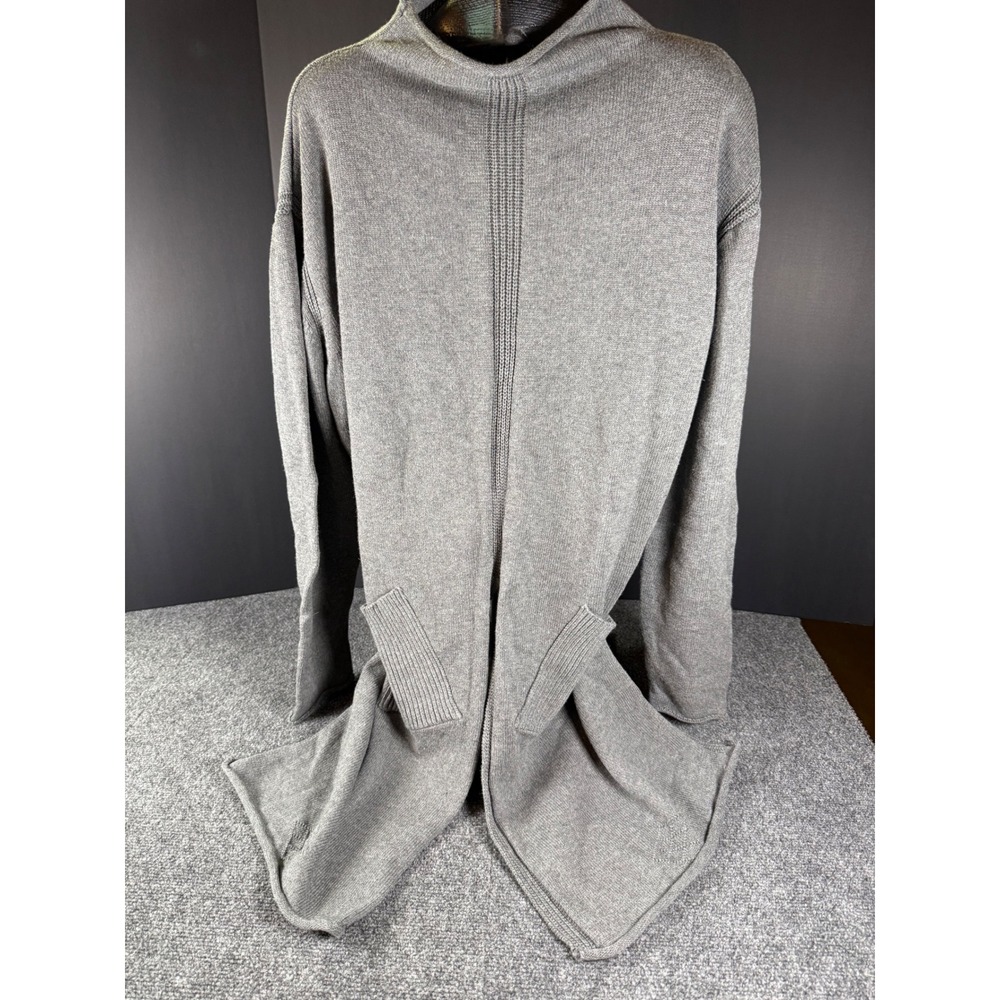 Soft Surroundings Open Front Cardigan Sweater Ribbed Pockets Diamond Logo Detail